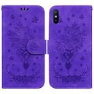 For Xiaomi Redmi 9A Butterfly Rose Embossed Leather Phone Case(Purple) - 1