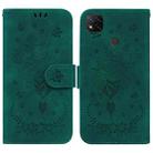 For Xiaomi Redmi 9C Butterfly Rose Embossed Leather Phone Case(Green) - 1