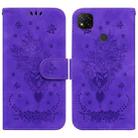 For Xiaomi Redmi 9C Butterfly Rose Embossed Leather Phone Case(Purple) - 1