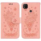 For Xiaomi Redmi 9C Butterfly Rose Embossed Leather Phone Case(Pink) - 1