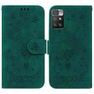 For Xiaomi Redmi 10 / 10 Prime Butterfly Rose Embossed Leather Phone Case(Green) - 1