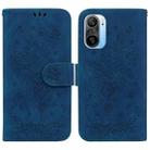 For Xiaomi Redmi K40 / K40 Pro Butterfly Rose Embossed Leather Phone Case(Blue) - 1