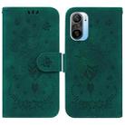 For Xiaomi Redmi K40 / K40 Pro Butterfly Rose Embossed Leather Phone Case(Green) - 1