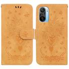 For Xiaomi Redmi K40 / K40 Pro Butterfly Rose Embossed Leather Phone Case(Yellow) - 1