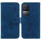 For Xiaomi Redmi K50 / K50 Pro Butterfly Rose Embossed Leather Phone Case(Blue) - 1