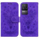 For Xiaomi Redmi K50 / K50 Pro Butterfly Rose Embossed Leather Phone Case(Purple) - 1