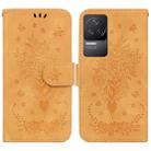 For Xiaomi Redmi K50 / K50 Pro Butterfly Rose Embossed Leather Phone Case(Yellow) - 1