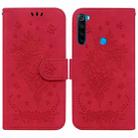 For Xiaomi Redmi Note 8T Butterfly Rose Embossed Leather Phone Case(Red) - 1