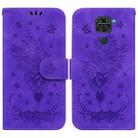 For Xiaomi Redmi 10X 4G / Note 9 Butterfly Rose Embossed Leather Phone Case(Purple) - 1