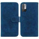 For Xiaomi Redmi Note 10 5G / Poco M3 Pro Butterfly Rose Embossed Leather Phone Case(Blue) - 1