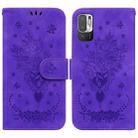 For Xiaomi Redmi Note 10 5G / Poco M3 Pro Butterfly Rose Embossed Leather Phone Case(Purple) - 1