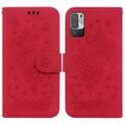 For Xiaomi Redmi Note 10 5G / Poco M3 Pro Butterfly Rose Embossed Leather Phone Case(Red) - 1