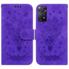 For Xiaomi Redmi Note 11 Pro 5G / 4G Foreign Butterfly Rose Embossed Leather Phone Case(Purple) - 1