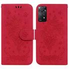 For Xiaomi Redmi Note 11 Pro 5G / 4G Foreign Butterfly Rose Embossed Leather Phone Case(Red) - 1