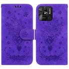 For Xiaomi Redmi 10C Butterfly Rose Embossed Leather Phone Case(Purple) - 1