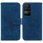 For Xiaomi Redmi K40S Butterfly Rose Embossed Leather Phone Case(Blue) - 1