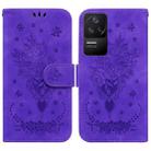 For Xiaomi Redmi K40S Butterfly Rose Embossed Leather Phone Case(Purple) - 1