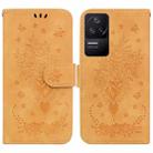 For Xiaomi Redmi K40S Butterfly Rose Embossed Leather Phone Case(Yellow) - 1