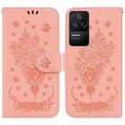 For Xiaomi Redmi K40S Butterfly Rose Embossed Leather Phone Case(Pink) - 1