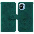 For Xiaomi Mi 11 Butterfly Rose Embossed Leather Phone Case(Green) - 1