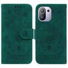 For Xiaomi Mi 11 Pro Butterfly Rose Embossed Leather Phone Case(Green) - 1