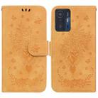 For Xiaomi 11T / 11T Pro Butterfly Rose Embossed Leather Phone Case(Yellow) - 1