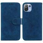 For Xiaomi Mi 11 Lite 5G / 4G Butterfly Rose Embossed Leather Phone Case(Blue) - 1