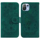 For Xiaomi Mi 11 Lite 5G / 4G Butterfly Rose Embossed Leather Phone Case(Green) - 1