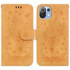 For Xiaomi Mi 11 Lite 5G / 4G Butterfly Rose Embossed Leather Phone Case(Yellow) - 1