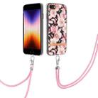 For iPhone SE 2022/SE 2020/8/7 Flowers Series TPU Phone Case with Lanyard(Pink Gardenia) - 1