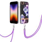 For iPhone SE 2022/SE 2020/8/7 Flowers Series TPU Phone Case with Lanyard(Purple Begonia) - 1