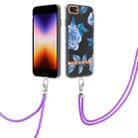 For iPhone SE 2022/SE 2020/8/7 Flowers Series TPU Phone Case with Lanyard(Blue Peony) - 1