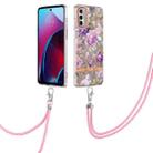For Motorola Moto G Stylus 2022 4G Flowers Series TPU Phone Case with Lanyard(Purple Peony) - 1