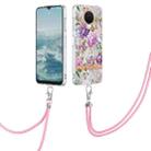 For Nokia G20/G10 Flowers Series TPU Phone Case with Lanyard(Purple Peony) - 1