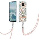 For Nokia G20/G10 Flowers Series TPU Phone Case with Lanyard(Green Gardenia) - 1