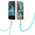 For Nokia G21/G11 Flowers Series TPU Phone Case with Lanyard(Blue Rose) - 1