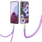 For OnePlus N20 5G Flowers Series TPU Phone Case with Lanyard(Purple Begonia) - 1