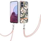 For OnePlus N20 5G Flowers Series TPU Phone Case with Lanyard(Green Gardenia) - 1