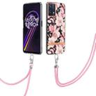 For OPPO Realme 9 Pro+ 5G Flowers Series TPU Phone Case with Lanyard(Pink Gardenia) - 1