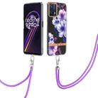For OPPO Realme 9 Pro+ 5G Flowers Series TPU Phone Case with Lanyard(Purple Begonia) - 1