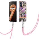 For OPPO Realme 9i/A36/A96 4G Flowers Series TPU Phone Case with Lanyard(Purple Peony) - 1