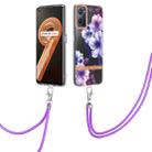 For OPPO Realme 9i/A36/A96 4G Flowers Series TPU Phone Case with Lanyard(Purple Begonia) - 1