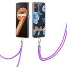 For OPPO Realme 9i/A36/A96 4G Flowers Series TPU Phone Case with Lanyard(Blue Peony) - 1