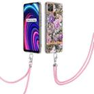 For OPPO Realme C21Y Flowers Series TPU Phone Case with Lanyard(Purple Peony) - 1
