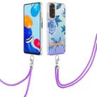 For Xiaomi Redmi Note 11s/Redmi Note 11 4G 6.43inch Global Flowers Series TPU Phone Case with Lanyard(Blue Peony) - 1