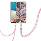 For Samsung Galaxy A13 Flowers Series TPU Phone Case with Lanyard(Purple Peony) - 1