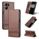 For OPPO K10 5G China AZNS Magnetic Calf Texture Flip Leather Phone Case(Dark Brown) - 1