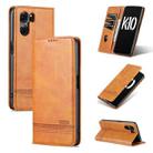 For OPPO K10 5G China AZNS Magnetic Calf Texture Flip Leather Phone Case(Light Brown) - 1