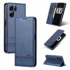 For OPPO K10 5G China AZNS Magnetic Calf Texture Flip Leather Phone Case(Dark Blue) - 1