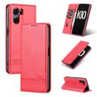 For OPPO K10 5G China AZNS Magnetic Calf Texture Flip Leather Phone Case(Red) - 1